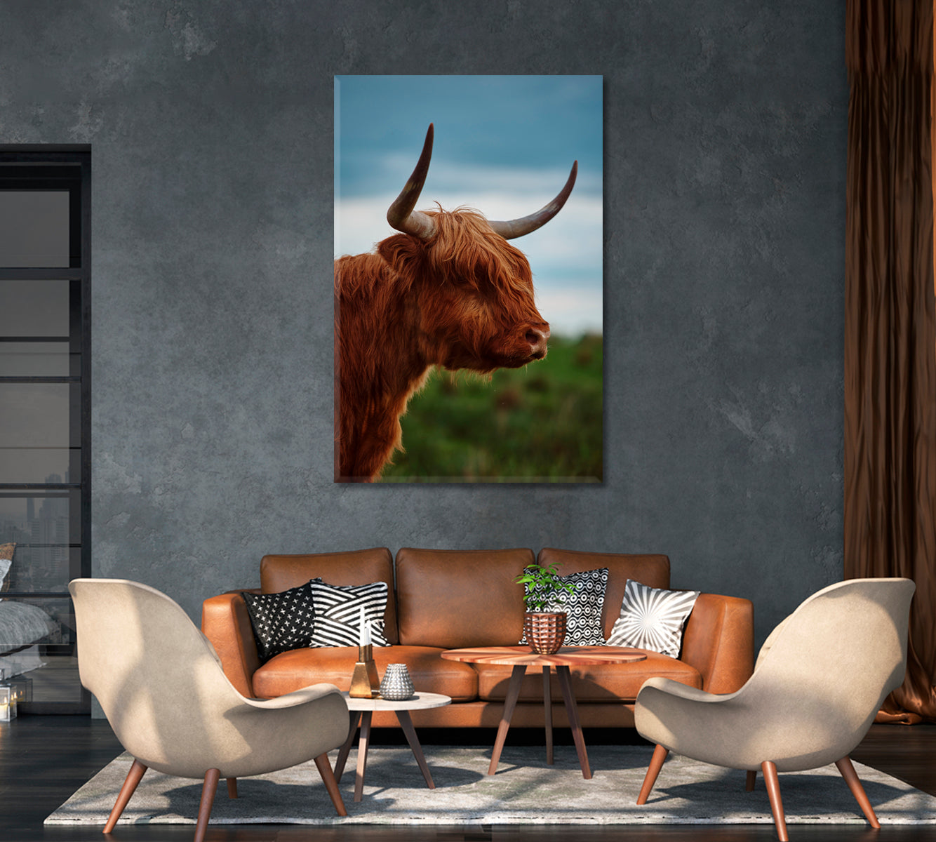 Highland Cow Portrait Canvas Print-Canvas Print-CetArt-1 panel-16x24 inches-CetArt