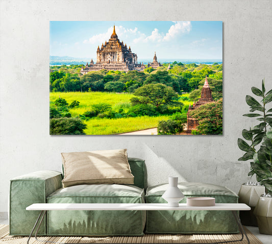 Landscape of Ancient Temples and Pagodas Bagan Myanmar Canvas Print-Canvas Print-CetArt-1 Panel-24x16 inches-CetArt