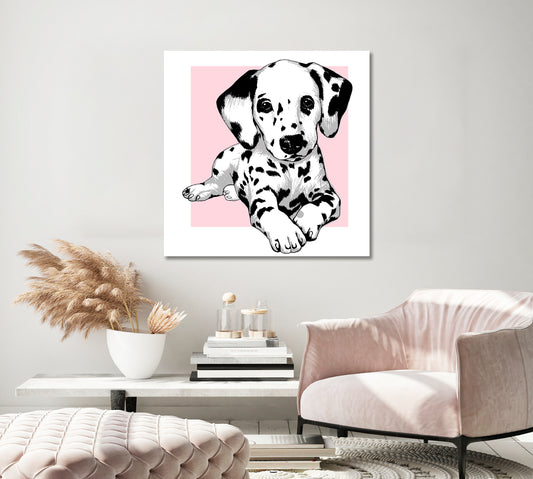 Cute Dalmatian Puppy Canvas Print-Canvas Print-CetArt-1 panel-12x12 inches-CetArt