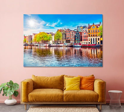 Colorful Houses Amsterdam Canvas Print-Canvas Print-CetArt-1 Panel-24x16 inches-CetArt