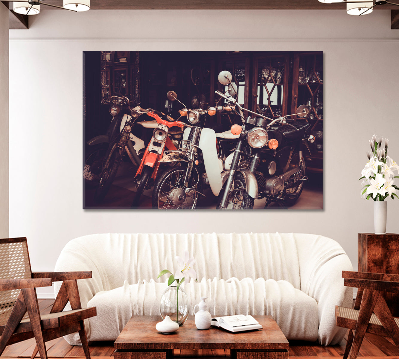 Old Classic Motorcycles Canvas Print-Canvas Print-CetArt-1 Panel-24x16 inches-CetArt