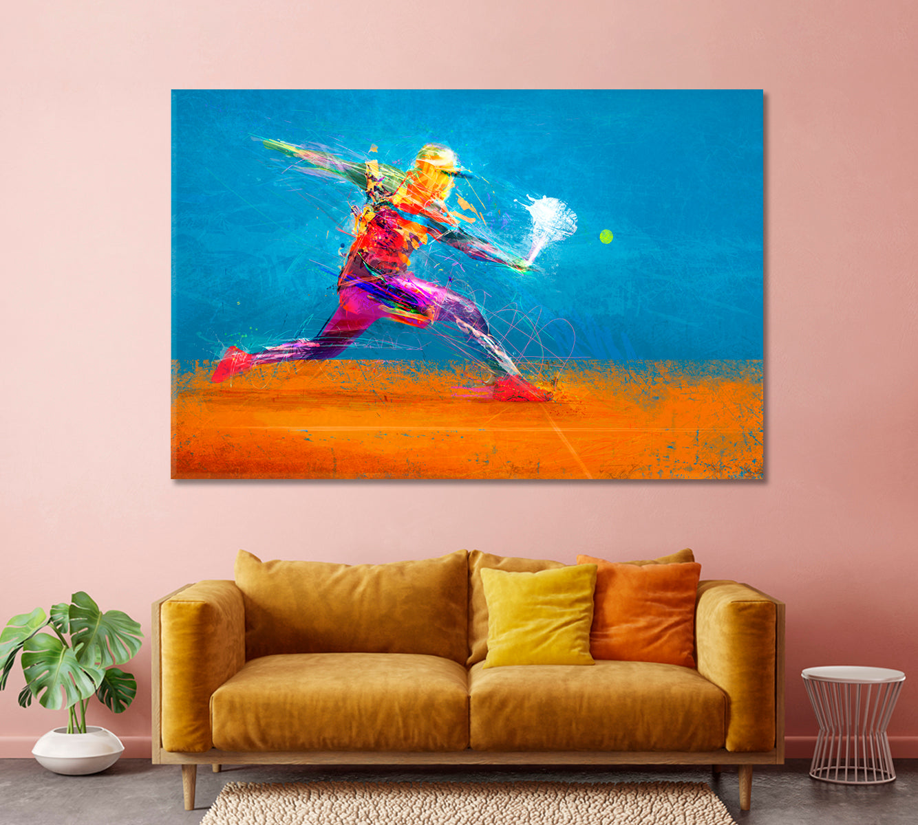 Abstract Tennis Player Canvas Print-CetArt-1 Panel-24x16 inches-CetArt