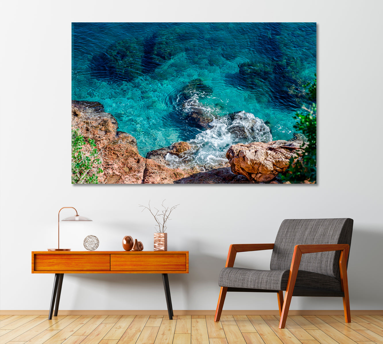 Athens Azure Sea Greece Canvas Print-Canvas Print-CetArt-1 Panel-24x16 inches-CetArt