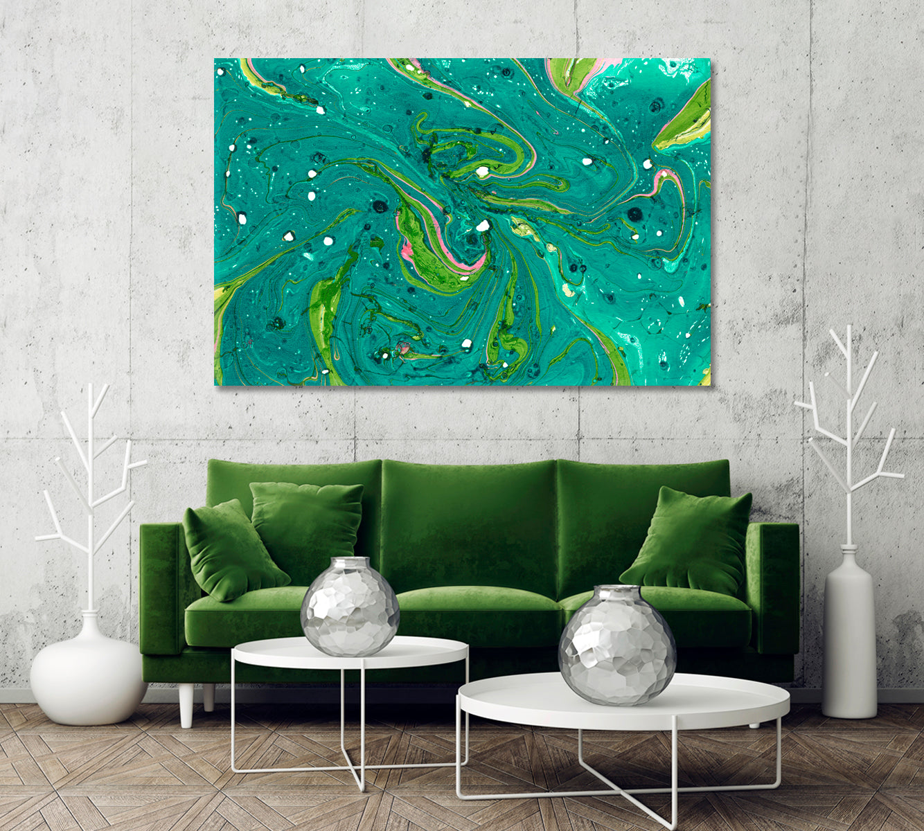 Abstract Turquoise-Green Marble Pattern Canvas Print-Canvas Print-CetArt-1 Panel-24x16 inches-CetArt