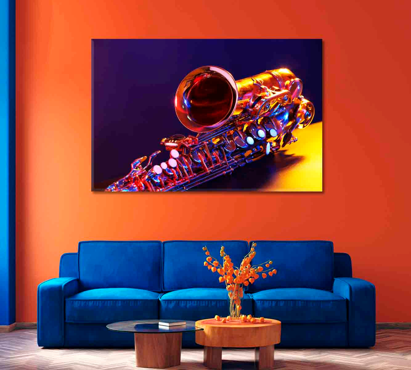 Golden Saxophone Canvas Print-Canvas Print-CetArt-1 Panel-24x16 inches-CetArt