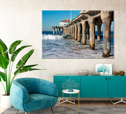 Along Manhattan Beach Pier California Canvas Print-Canvas Print-CetArt-1 Panel-24x16 inches-CetArt