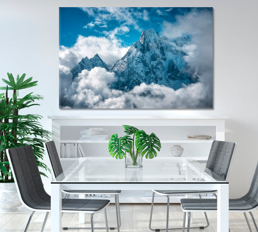 Mount Manaslu with Snowy Peak in Clouds Nepal Canvas Print-Canvas Print-CetArt-1 Panel-24x16 inches-CetArt