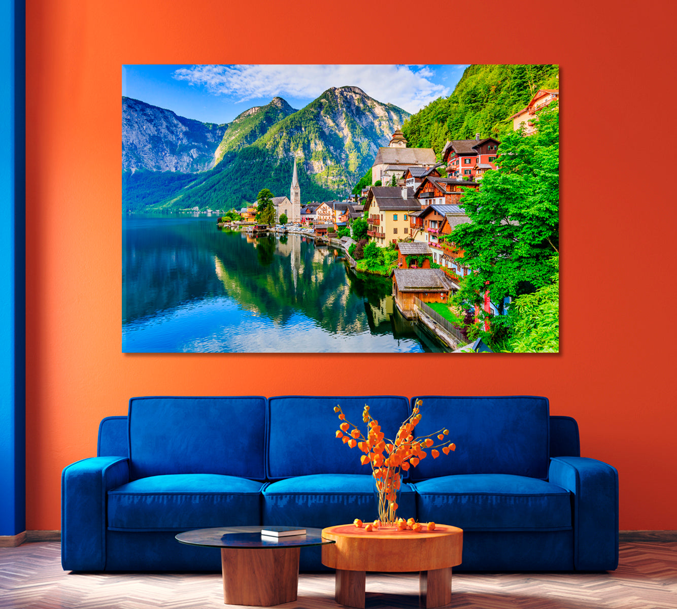 Mountain Village Hallstatt the Austrian Alps at Sunrise Canvas Print-Canvas Print-CetArt-1 Panel-24x16 inches-CetArt