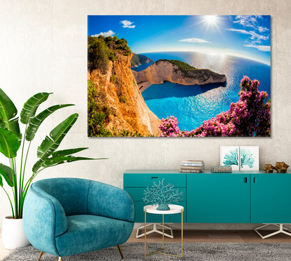 Blue Lagoon of Navagio Beach Zakynthos Island Greece Canvas Print-Canvas Print-CetArt-1 Panel-24x16 inches-CetArt