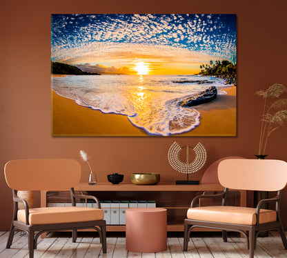 Sunset on the North Shore Oahu Hawaii Canvas Print-Canvas Print-CetArt-1 Panel-24x16 inches-CetArt