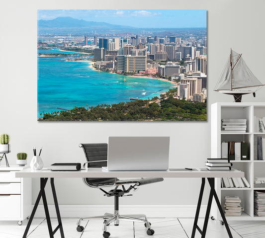 Skyscrapers at Waikiki Beach Hawaii Canvas Print-Canvas Print-CetArt-1 Panel-24x16 inches-CetArt