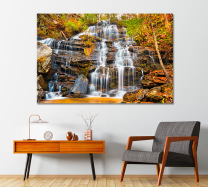 Issaqueena Falls During Autumn Season USA Canvas Print-Canvas Print-CetArt-1 Panel-24x16 inches-CetArt