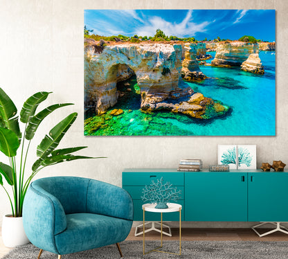 Rocky Coast Salento Italy Canvas Print-Canvas Print-CetArt-1 Panel-24x16 inches-CetArt