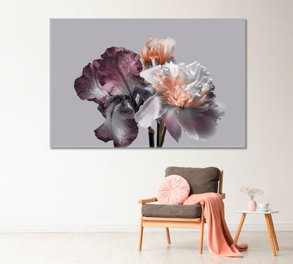 Bouquet of Peonies and Irises Canvas Print-CetArt-1 Panel-24x16 inches-CetArt