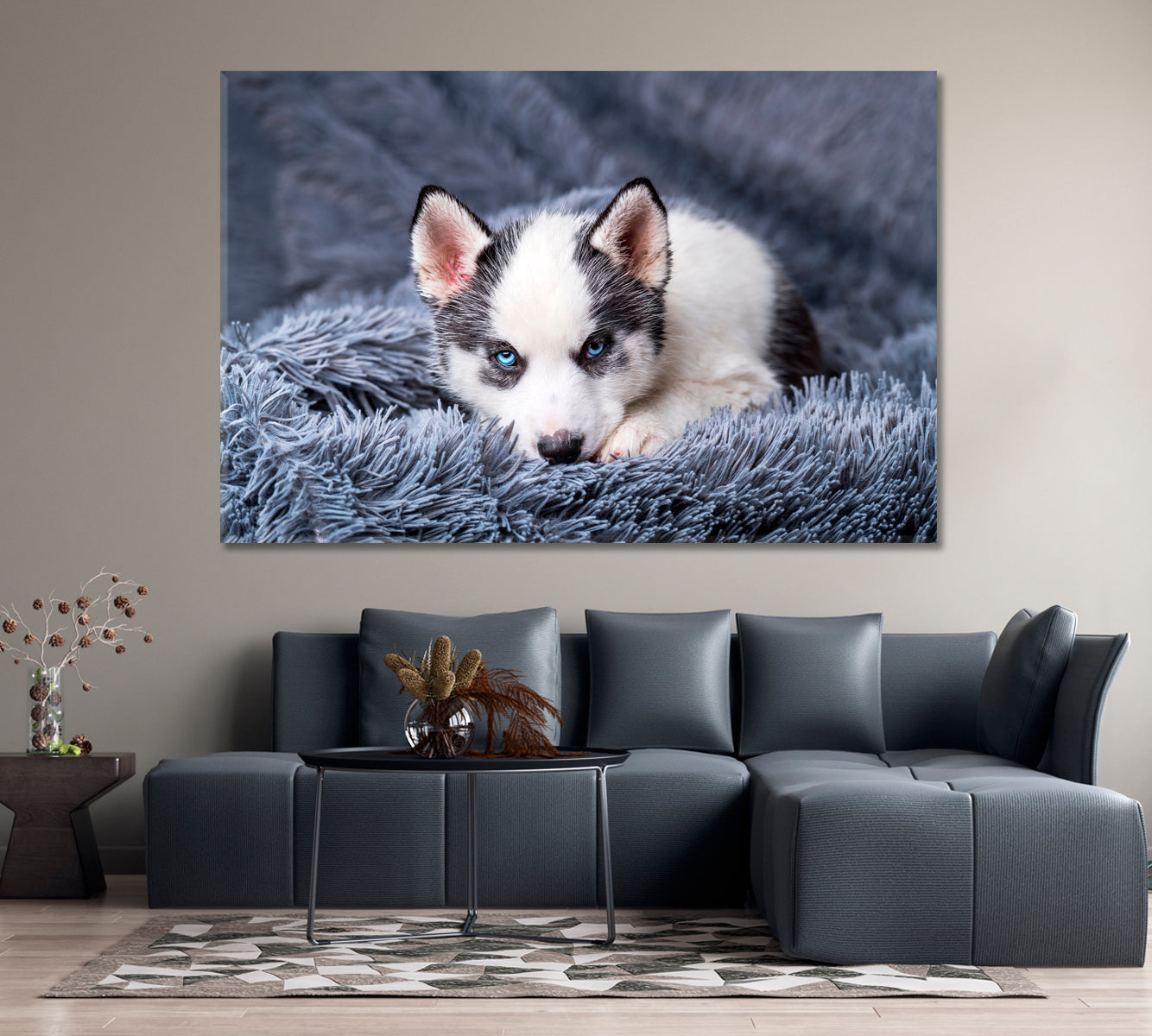 Cute Husky Puppy Canvas Print-Canvas Print-CetArt-1 Panel-24x16 inches-CetArt