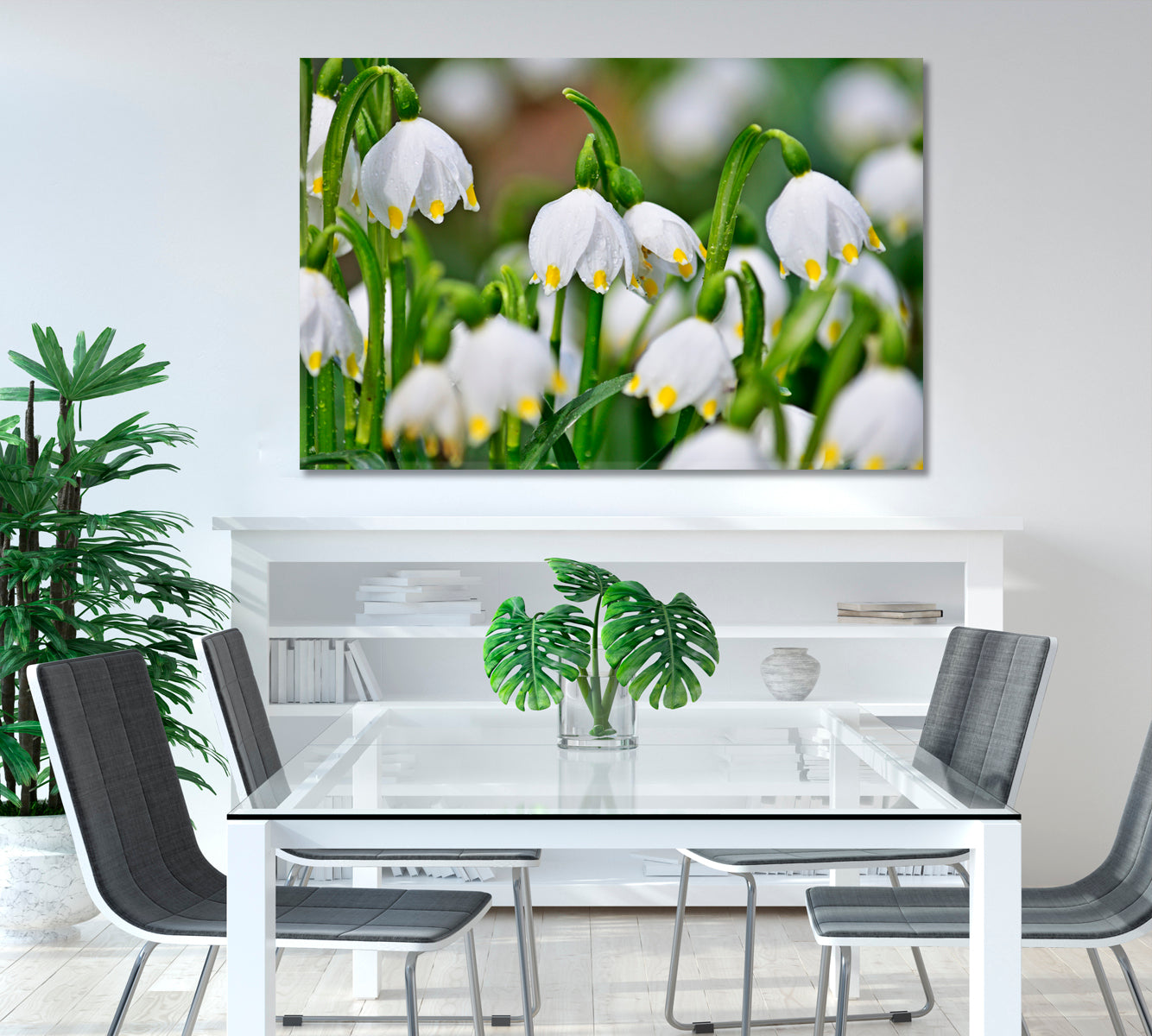 Snowdrops Flowers Canvas Print-Canvas Print-CetArt-1 Panel-24x16 inches-CetArt