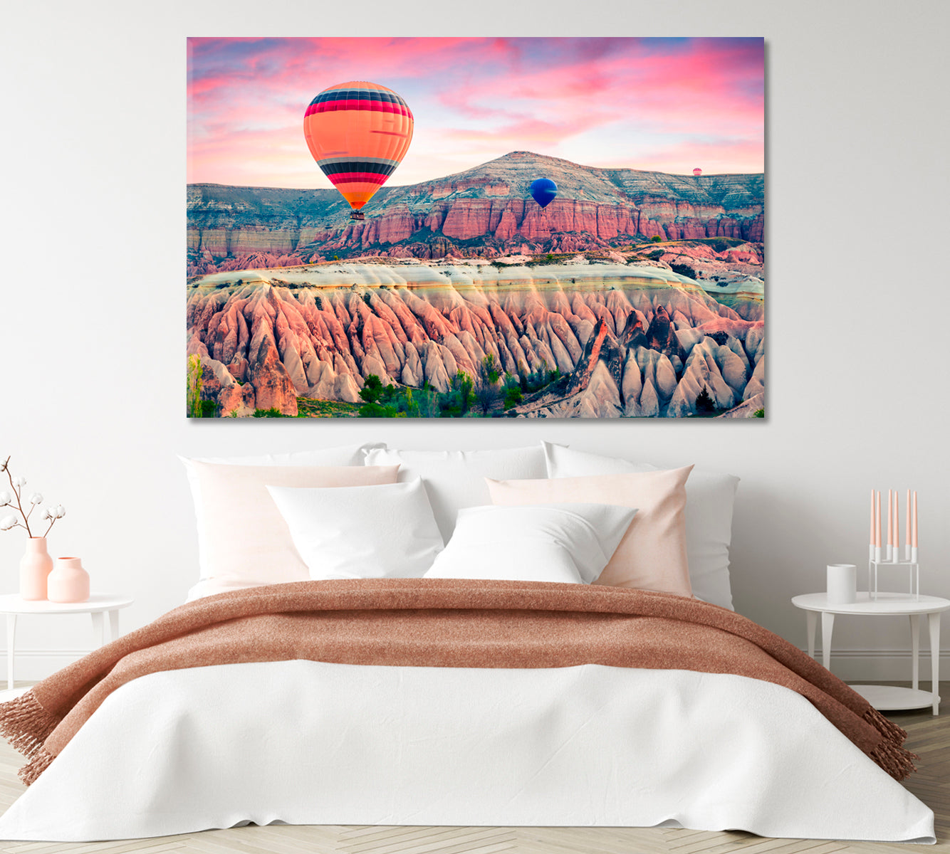 Air Balloons and Valley of Red Roses Cappadocia Canvas Print-Canvas Print-CetArt-1 Panel-24x16 inches-CetArt