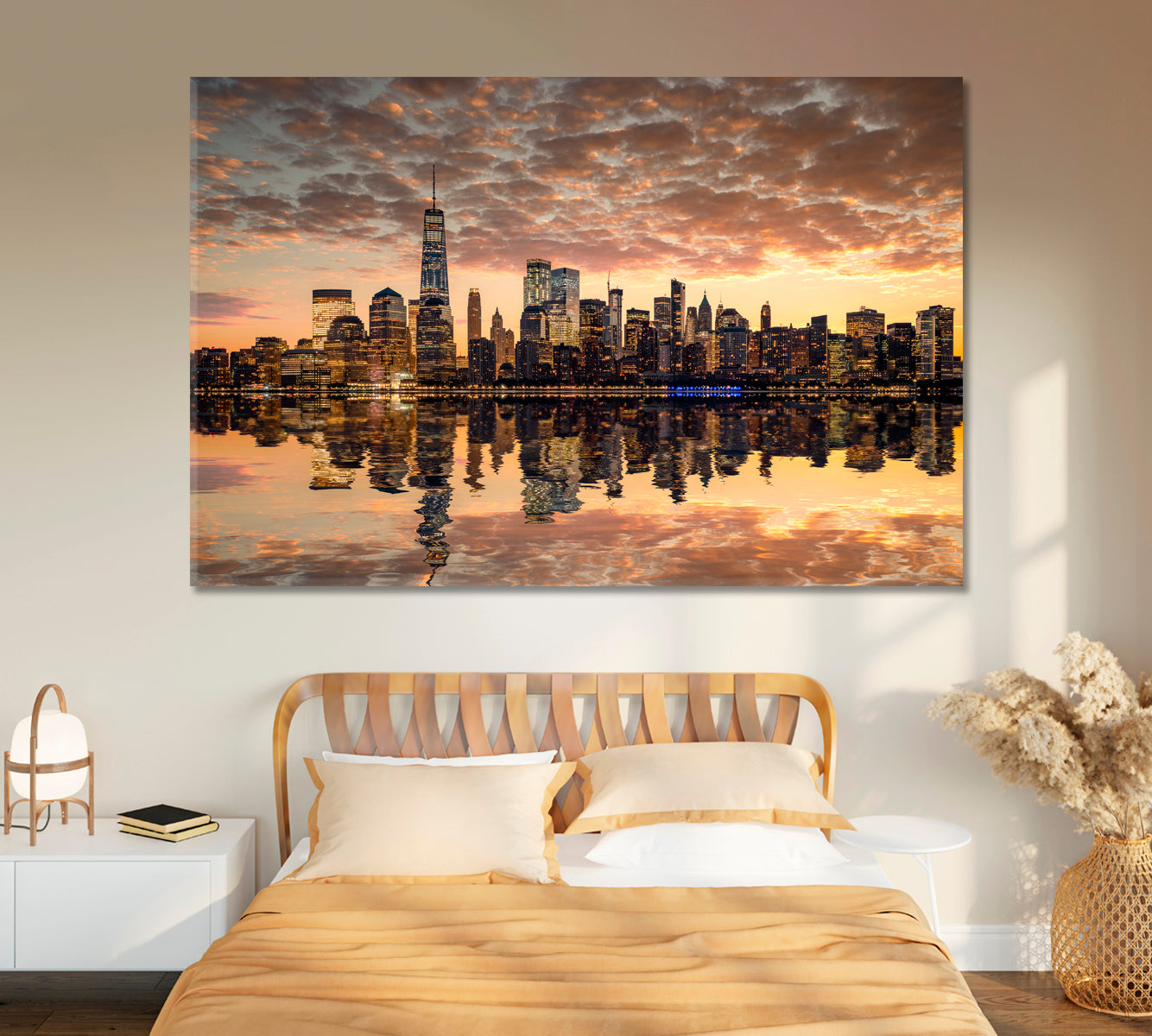 New York USA Downtown Skyline at Dusk Canvas Print-Canvas Print-CetArt-1 Panel-24x16 inches-CetArt