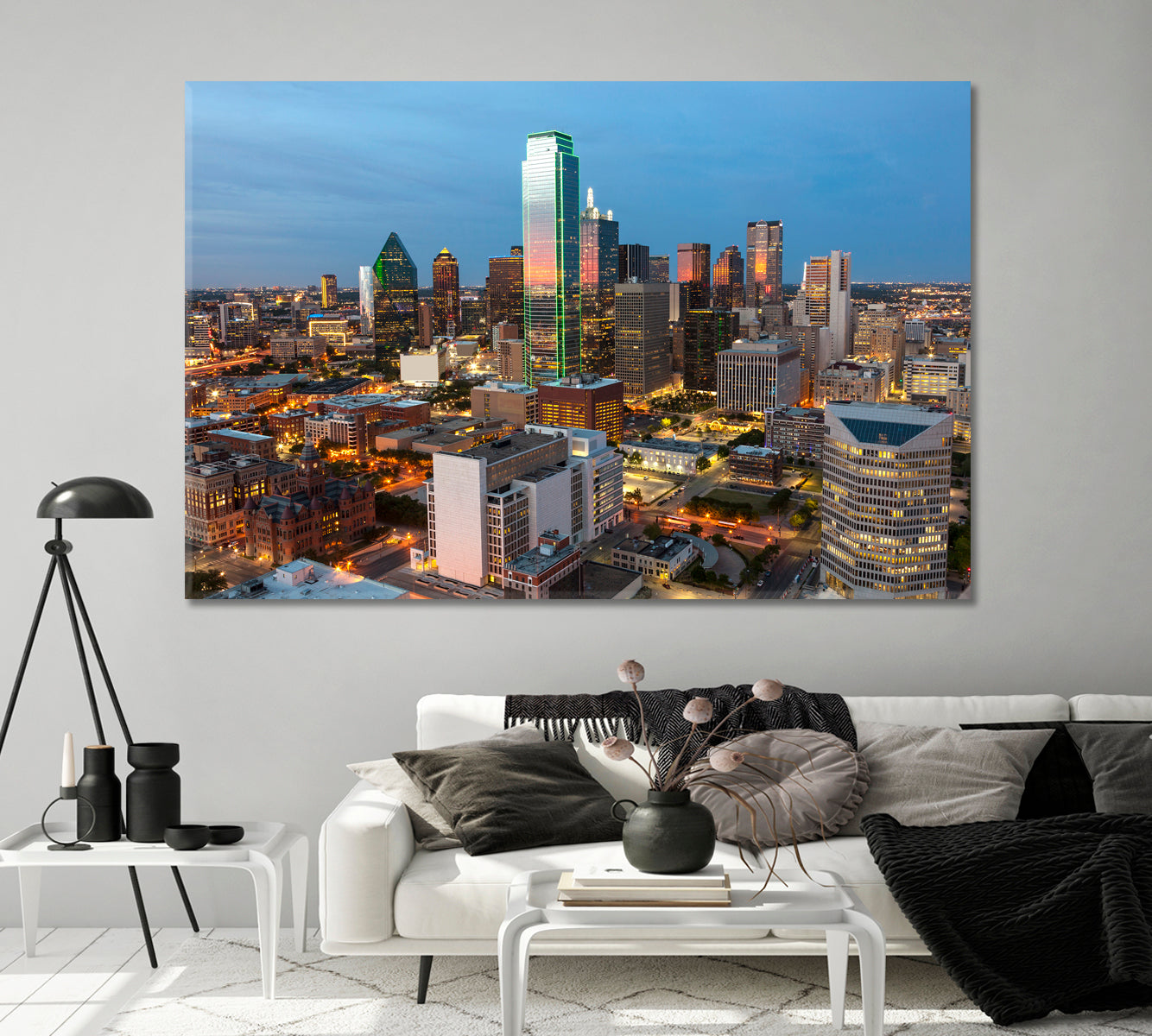 Night View of Central Dallas USA Canvas Print-Canvas Print-CetArt-1 Panel-24x16 inches-CetArt