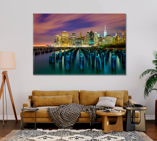 Big City Lights Manhattan Canvas Print-Canvas Print-CetArt-1 Panel-24x16 inches-CetArt