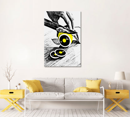 Abstract Lemon Cut Vinyl Record Canvas Print-Canvas Print-CetArt-1 panel-16x24 inches-CetArt