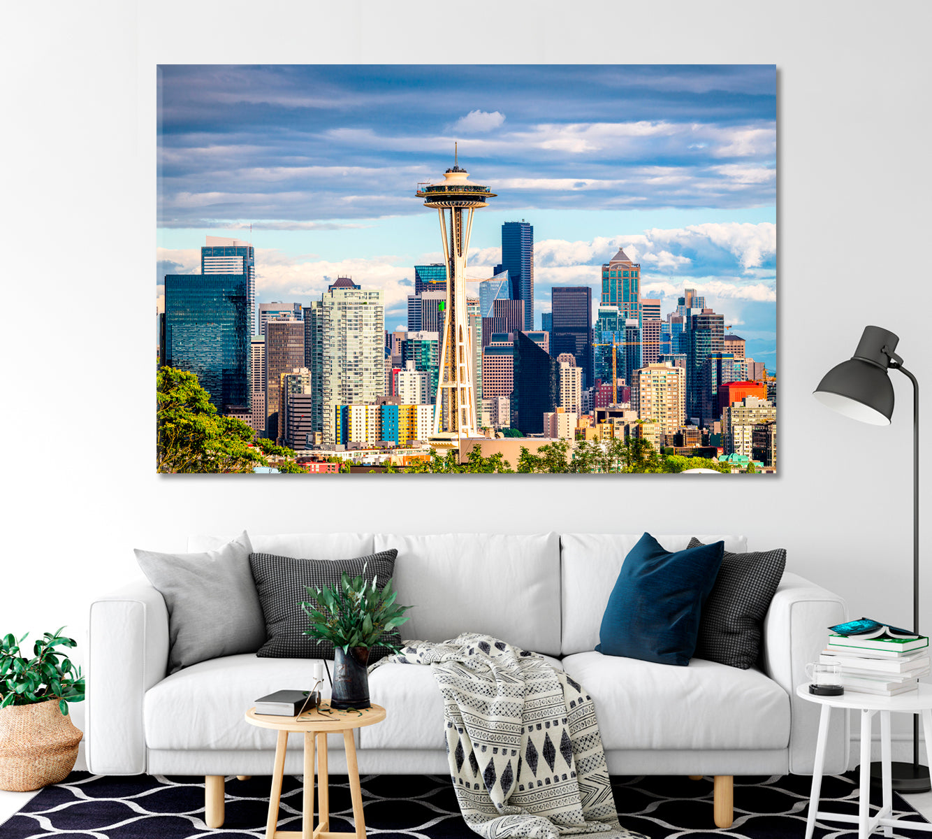 View of Seattle City and Space Needle USA Canvas Print-Canvas Print-CetArt-1 Panel-24x16 inches-CetArt