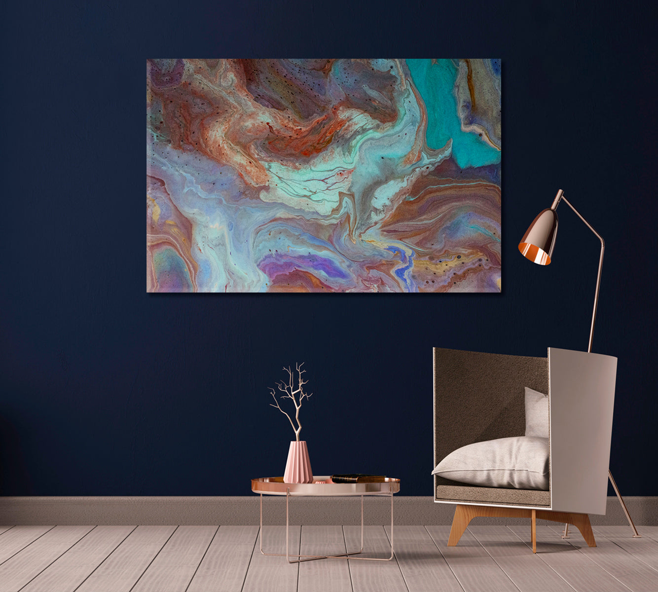 Abstract Fluid Colorful Mix of Vibrant Marble Swirls Canvas Print-Canvas Print-CetArt-1 Panel-24x16 inches-CetArt