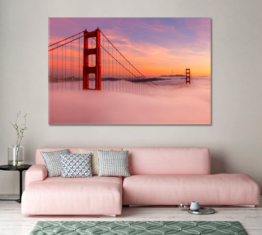 Golden Gate Bridge in the Fog San Francisco Canvas Print-Canvas Print-CetArt-1 Panel-24x16 inches-CetArt