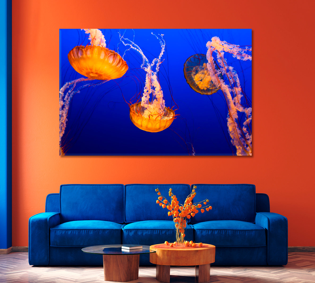 Orange Jellyfish Canvas Print-Canvas Print-CetArt-1 Panel-24x16 inches-CetArt