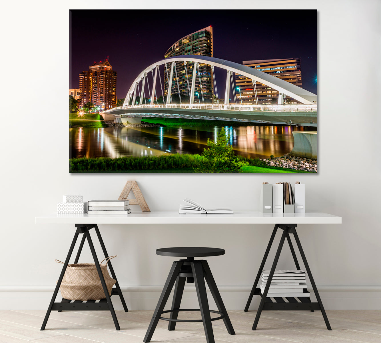 Discovery Bridge in Columbus Ohio USA Canvas Print-Canvas Print-CetArt-1 Panel-24x16 inches-CetArt