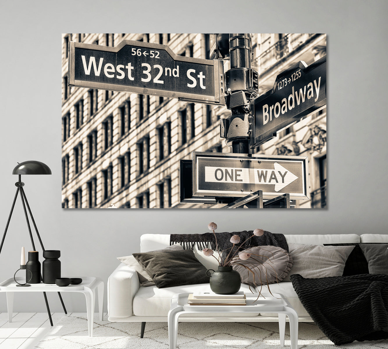 32nd Street Intersection Sign in Manhattan NY Canvas Print-Canvas Print-CetArt-1 Panel-24x16 inches-CetArt