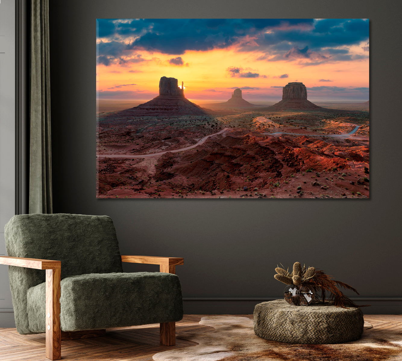 Monument Valley at Sunrise Arizona Utah USA Canvas Print-Canvas Print-CetArt-1 Panel-24x16 inches-CetArt