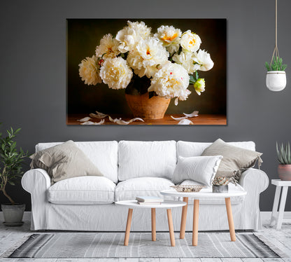 Still Life White Peonies Canvas Print-Canvas Print-CetArt-1 Panel-24x16 inches-CetArt