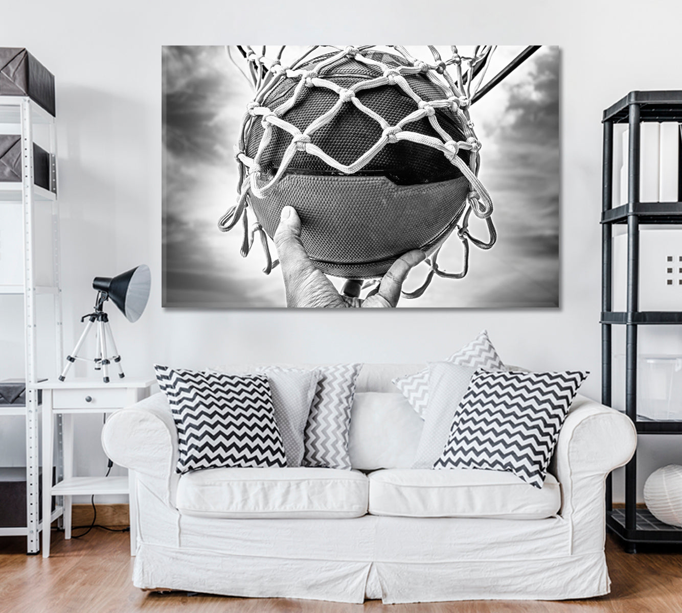 Basketball Ball in the Hoop Canvas Print-Canvas Print-CetArt-1 Panel-24x16 inches-CetArt