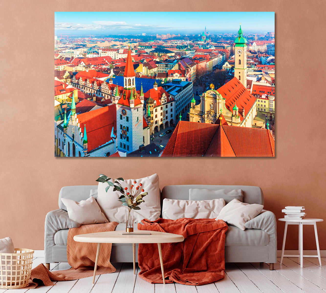 Red Roofs of Munich Old Town Germany Canvas Print-Canvas Print-CetArt-1 Panel-24x16 inches-CetArt