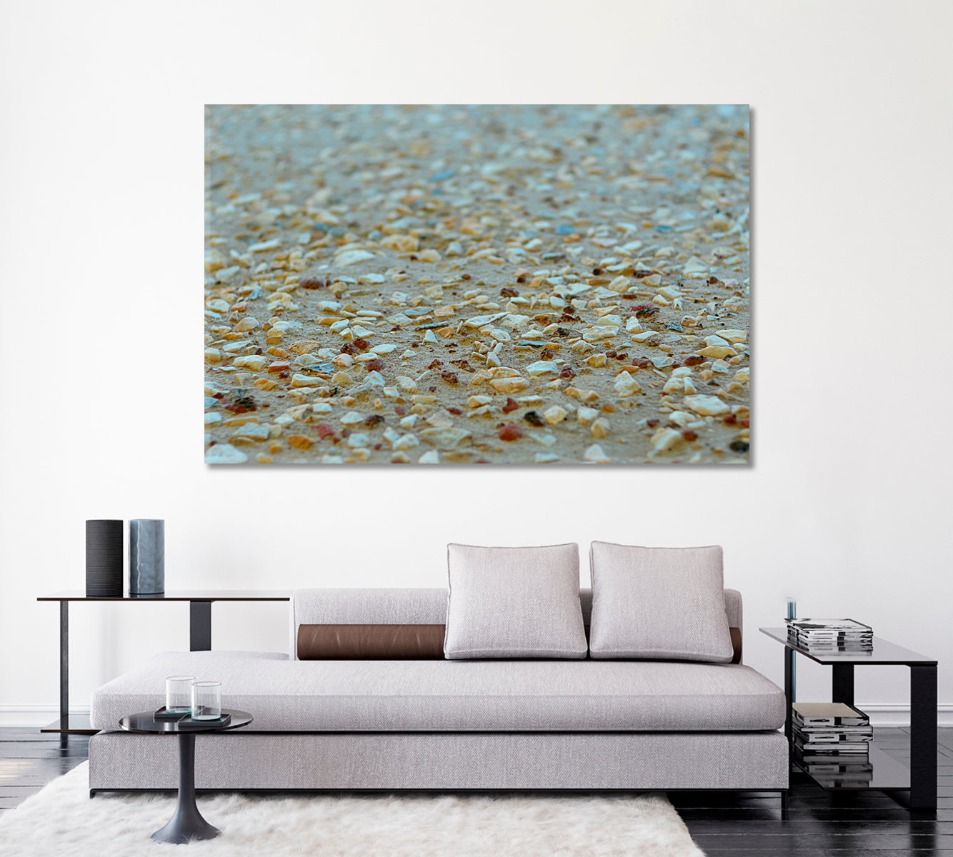 White Pebbles on a Sandy Beach Canvas Print-Canvas Print-CetArt-1 Panel-24x16 inches-CetArt