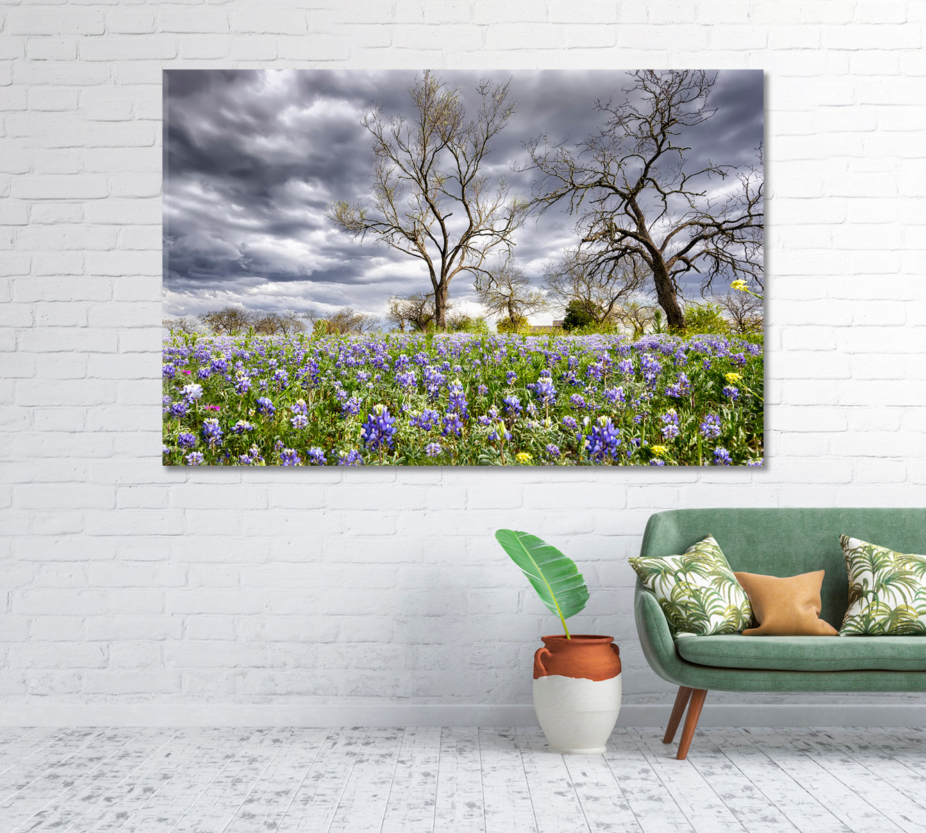 Bluebonnets Field Texas Canvas Print-Canvas Print-CetArt-1 Panel-24x16 inches-CetArt