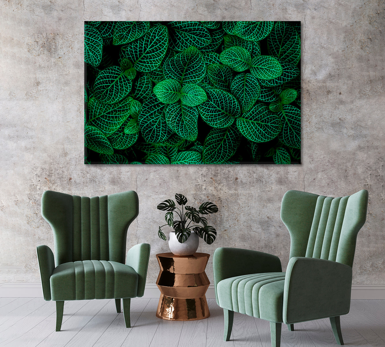 Beautiful Abstract Green Leaves Canvas Print-Canvas Print-CetArt-1 Panel-24x16 inches-CetArt