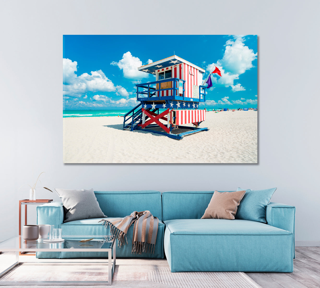 Rescue Tower an American Flag Design Canvas Print-Canvas Print-CetArt-1 Panel-24x16 inches-CetArt