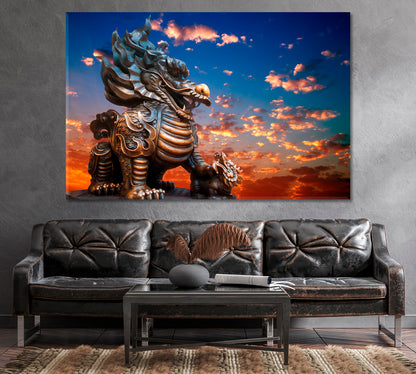 Traditional Chinese Dragon Statue Canvas Print-Canvas Print-CetArt-1 Panel-24x16 inches-CetArt