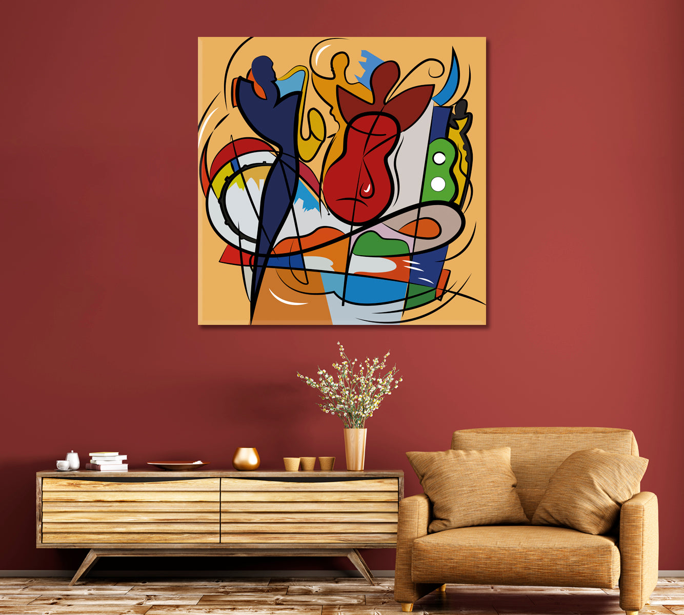 Modern Jazz Music Abstraction Canvas Print-Canvas Print-CetArt-1 panel-12x12 inches-CetArt