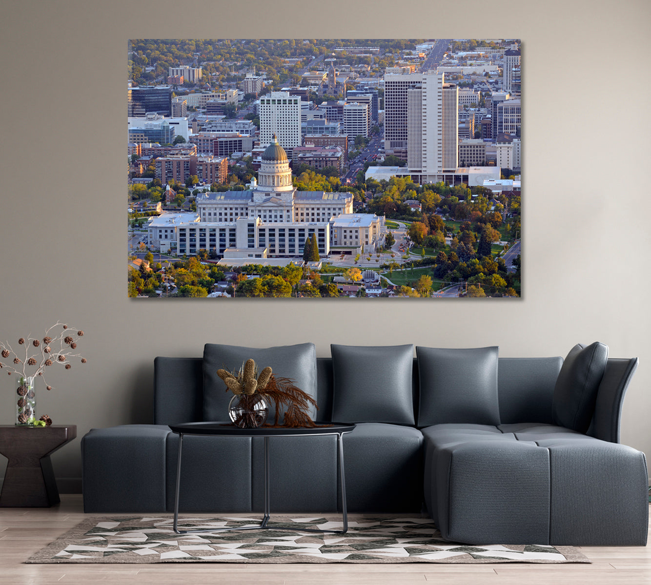 Salt Lake City Skyline with Capitol Building Utah Canvas Print-Canvas Print-CetArt-1 Panel-24x16 inches-CetArt