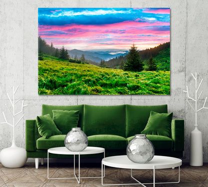 Mountain Glade During Beautiful Sunset Canvas Print-Canvas Print-CetArt-1 Panel-24x16 inches-CetArt