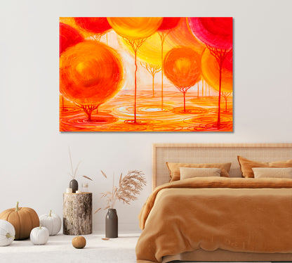 Abstract Bright Orange Trees Canvas Print-Canvas Print-CetArt-1 Panel-24x16 inches-CetArt