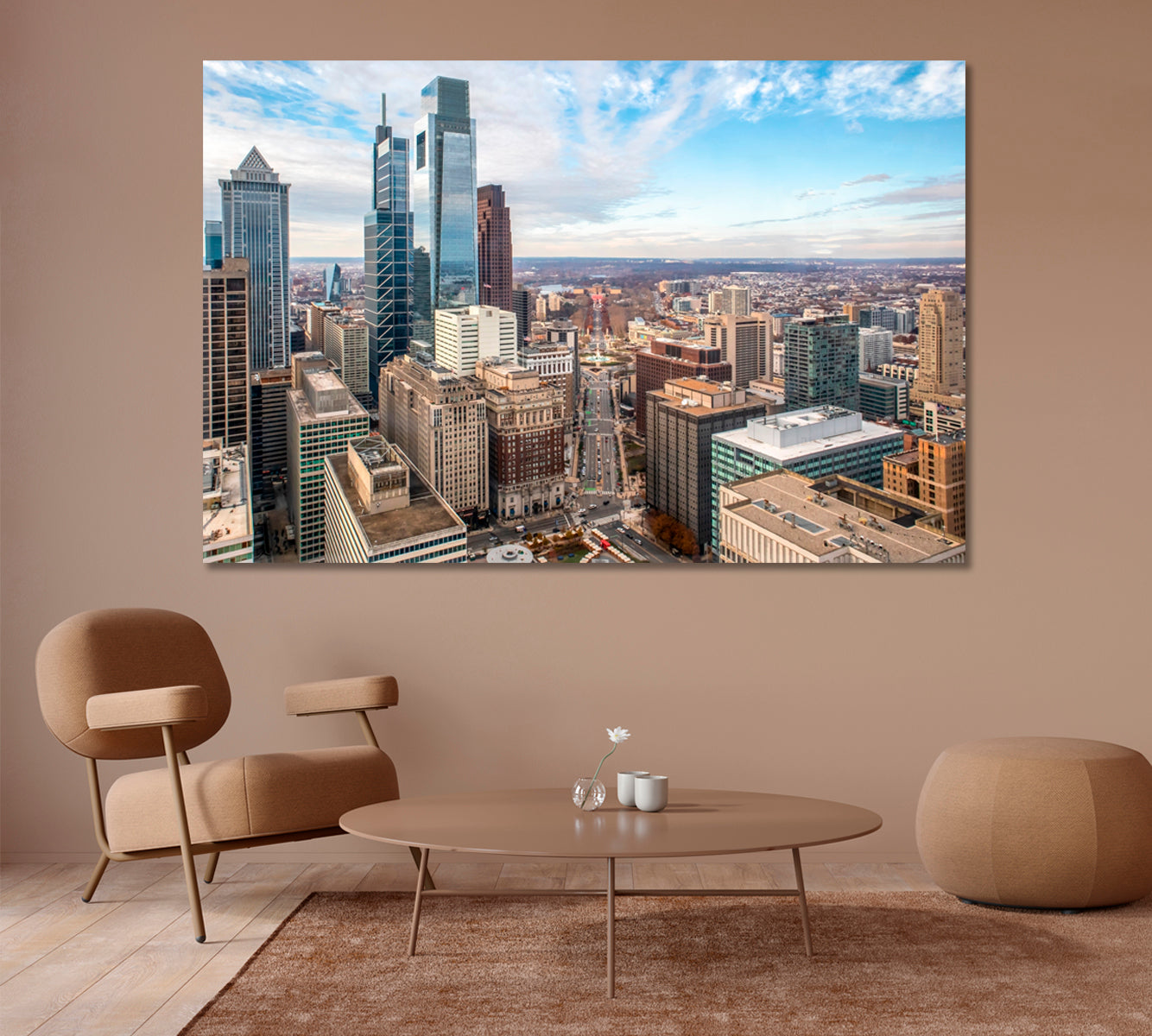 View of the Skyscrapers of Philadelphia USA Canvas Print-Canvas Print-CetArt-1 Panel-24x16 inches-CetArt