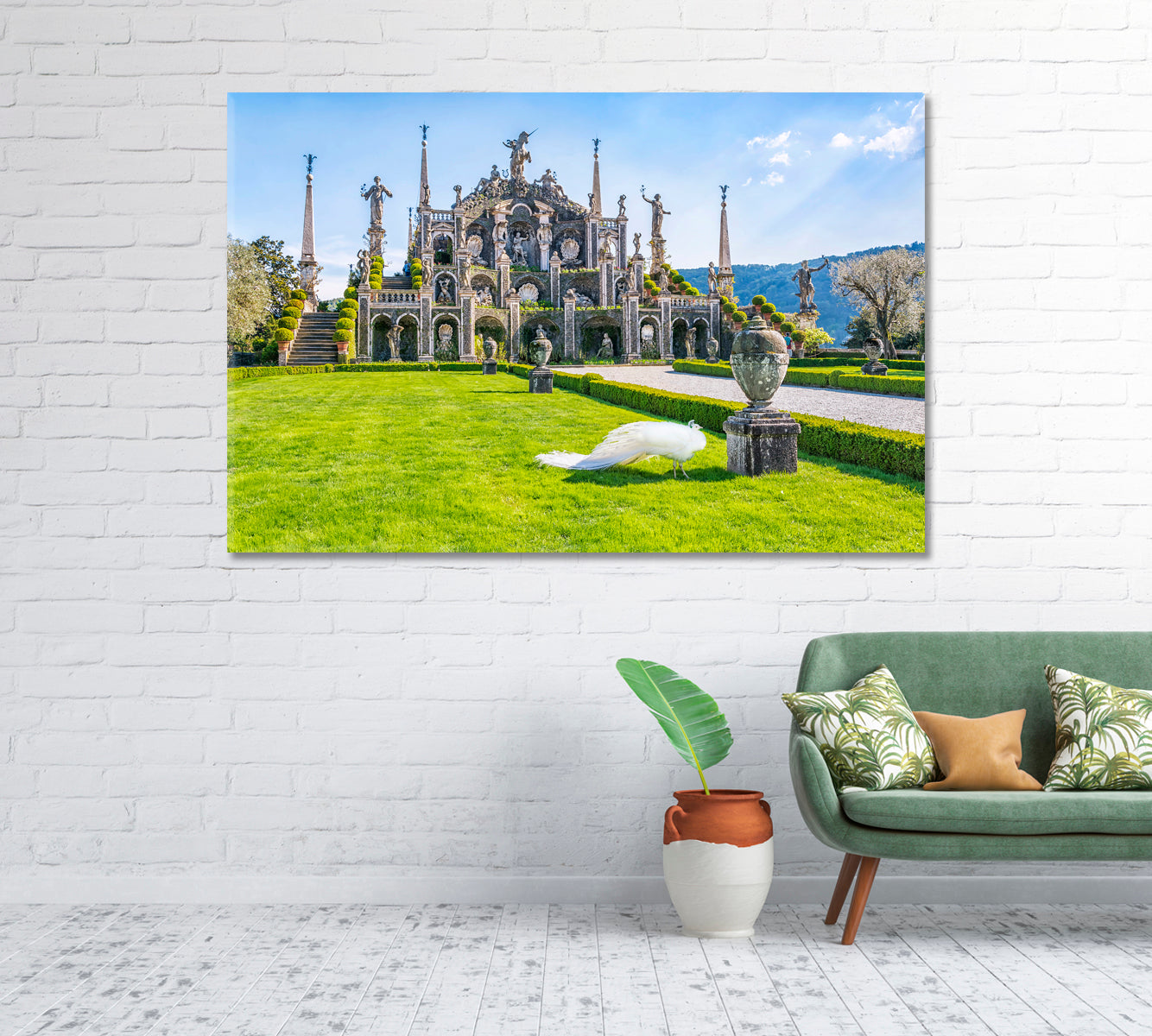 Isola Bella Island with Peacocks Lake Maggiore Stresa Italy Canvas Print-Canvas Print-CetArt-1 Panel-24x16 inches-CetArt