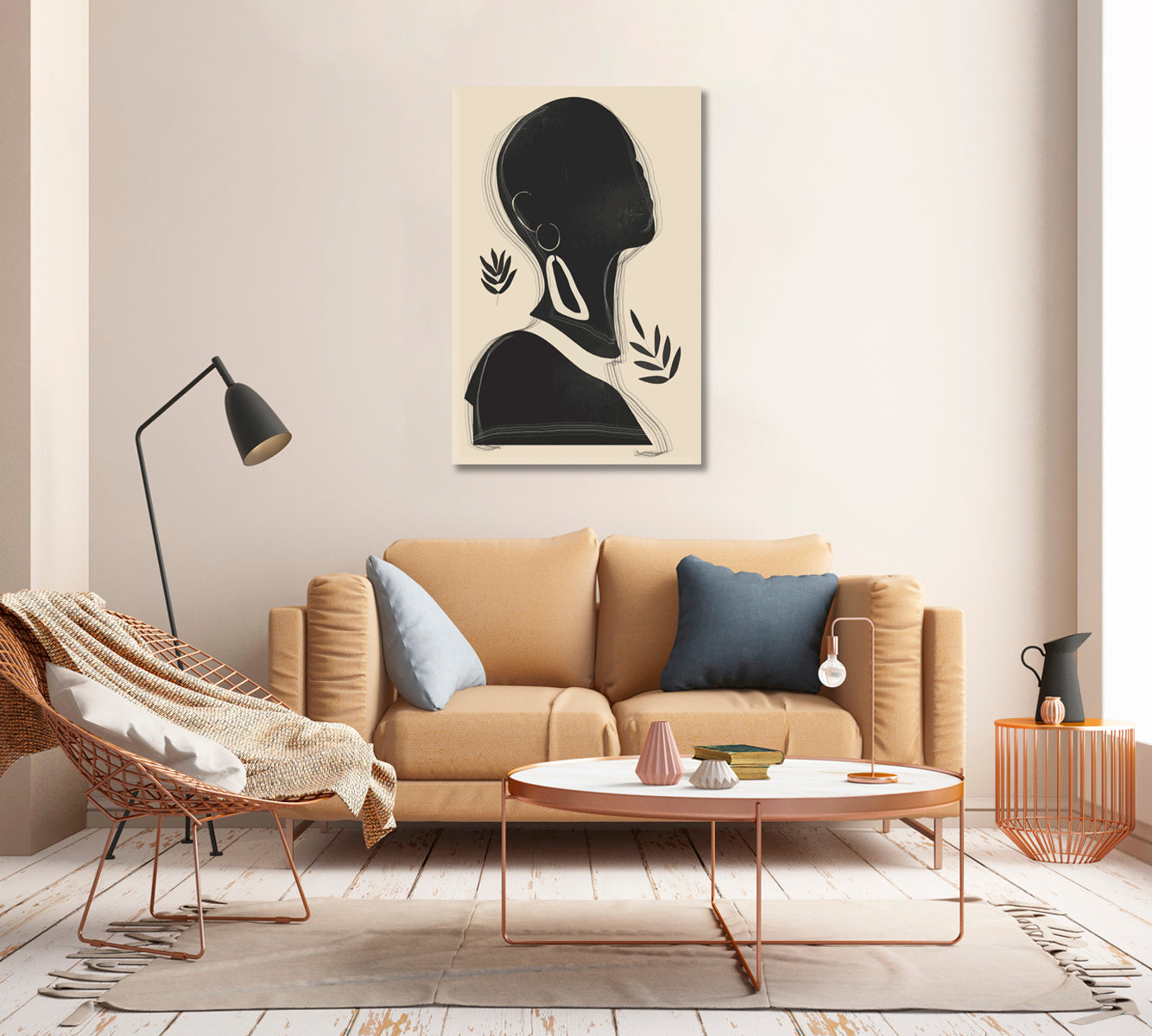 Abstract Silhouette of African Woman Canvas Print-Canvas Print-CetArt-1 panel-16x24 inches-CetArt