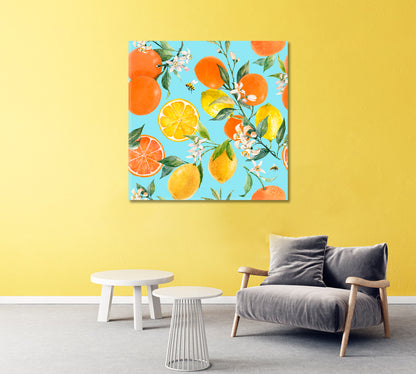 Orange Lemon Grapefruit Fruits Canvas Print-Canvas Print-CetArt-1 panel-12x12 inches-CetArt