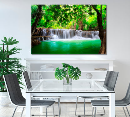 Erawan Waterfall Kanchanaburi Thailand Canvas Print-Canvas Print-CetArt-1 Panel-24x16 inches-CetArt