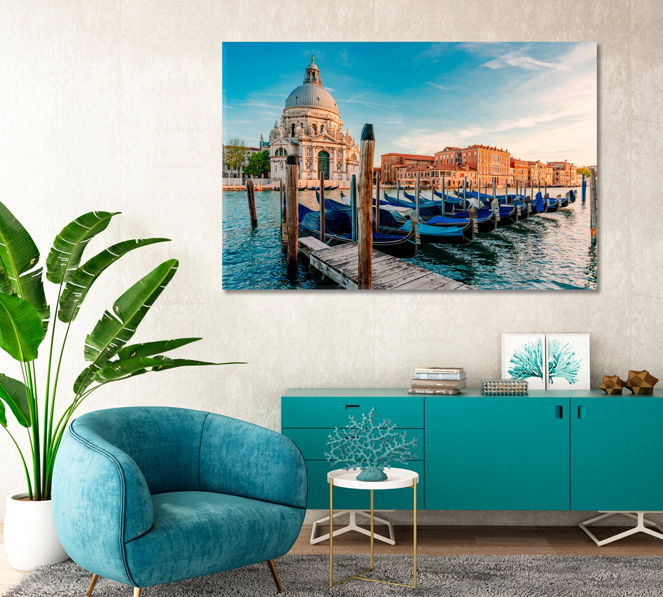 Gondolas and Santa Maria Della Salute Church Venice Italy Canvas Print-Canvas Print-CetArt-1 Panel-24x16 inches-CetArt